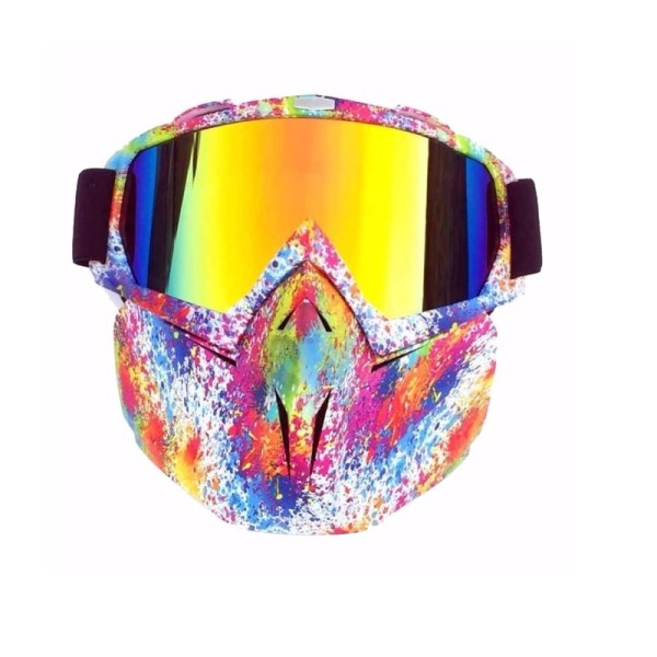 Face protection mask, made from hard plastic + ski goggles, multicolor lenses, model MCMFD01